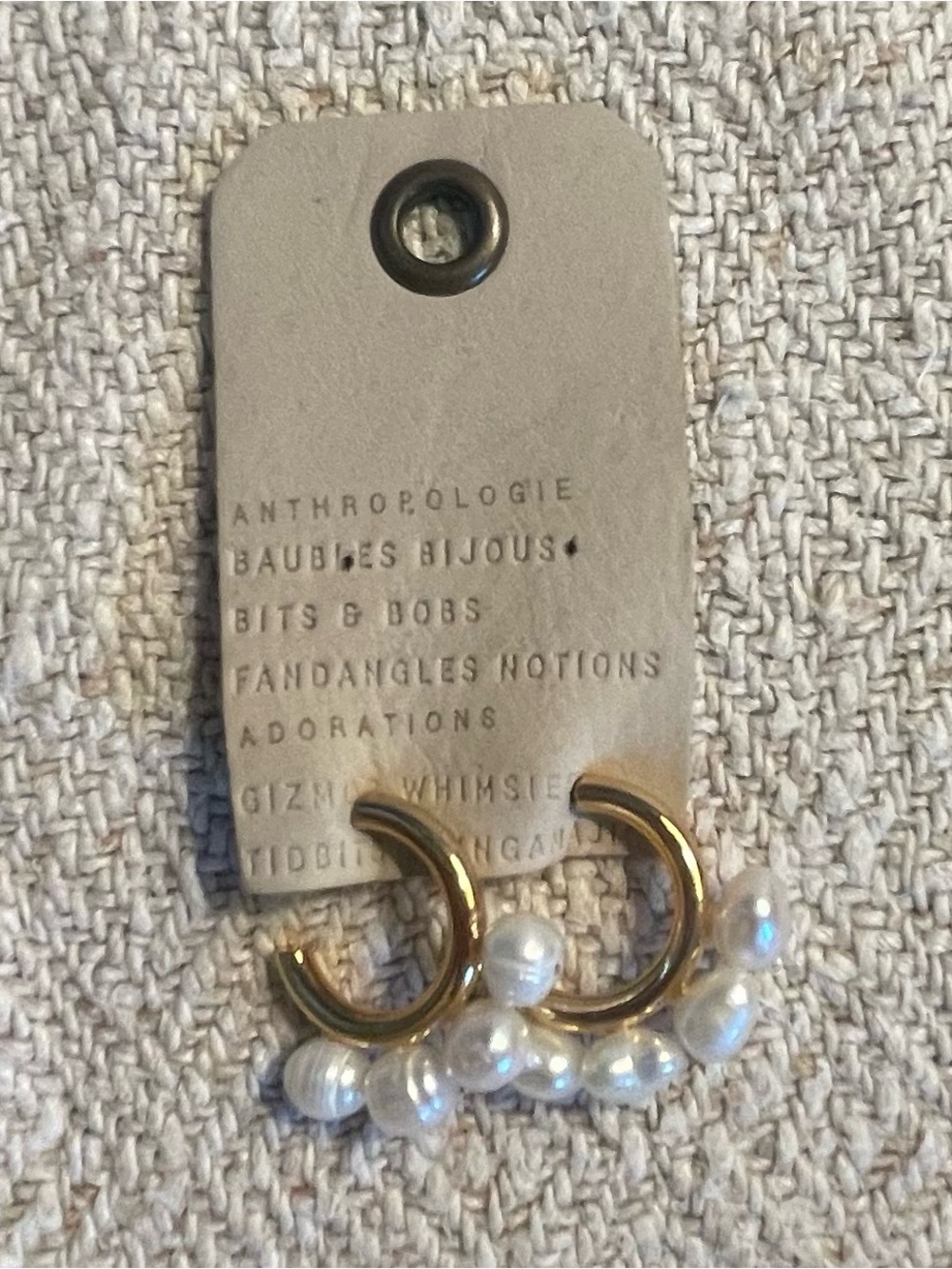 Anthropologie Small Hoop Earrings with Pearls